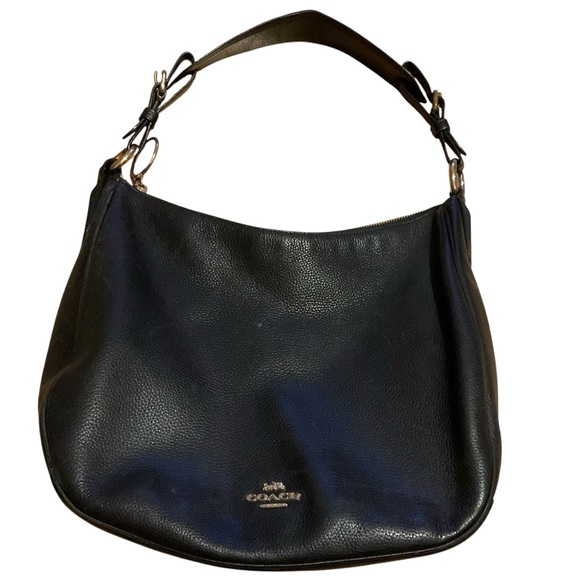 Coach Black Leather Hobo Bag with Crescent Silhouette‎